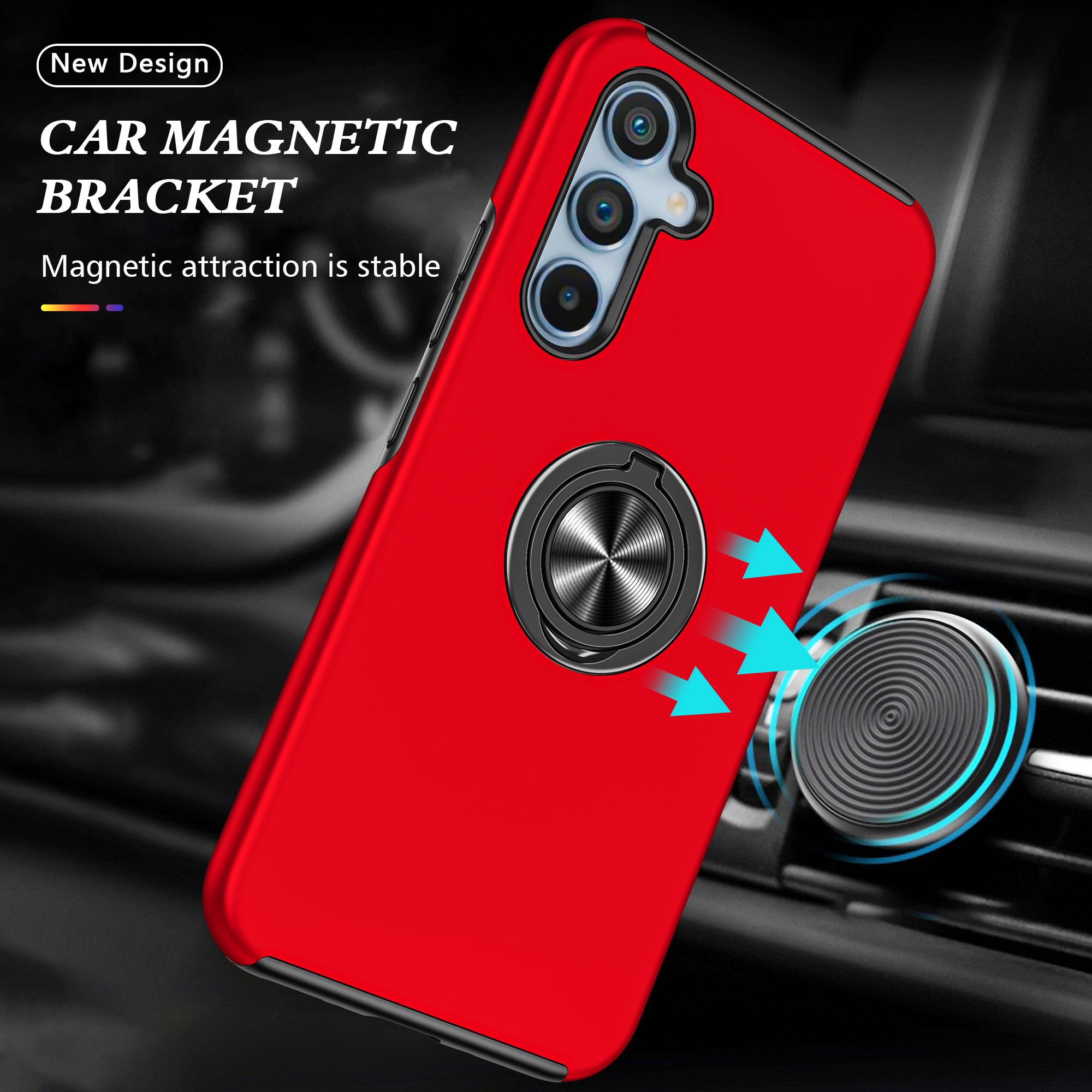 

For Samsung Galaxy A26 5G Case PC+TPU Phone Cover with Rotatable Ring Holder Black