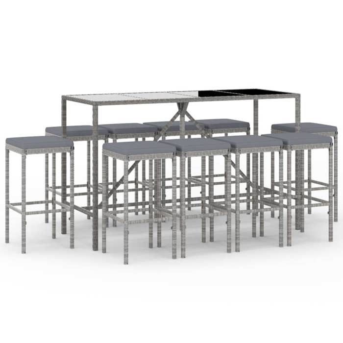 VidaXL Garden Bar Set with Cushions 11 Pcs, Patio Furniture with Table and Stool, Furniture Set 3187640