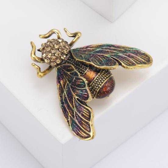 Animal Shape Brooch Rhinestones Inlaid Enamel Pin Vivid Appearance Coat Lapel Bag