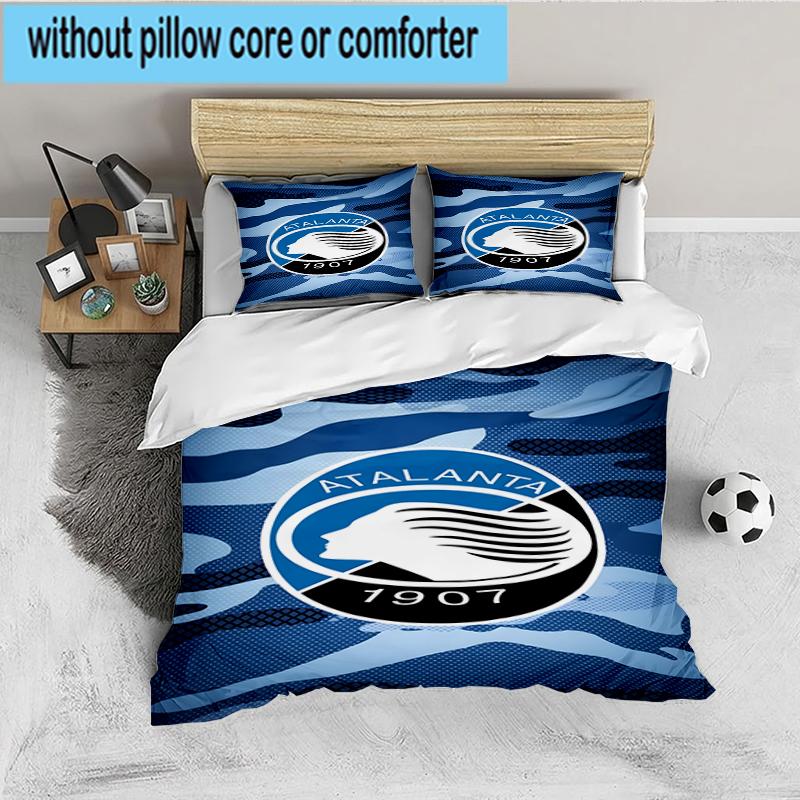 3PCS Football Atalanta Bedding set,Ideal For1pc Duvet Cover And 2pcs Pillowcases Perfect for Christmas gift,Ideal for Bedroom, Dormitory