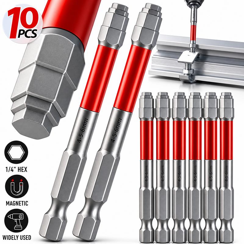 10/1PCS Electric Screwdriver Bits 6.5cm Hexagonal Multifunctional S2 Alloy Steel for Impact Wrenches Drills Hardware Fastener