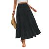Damen Modischer Einfarbiger Spitzen Elastischer Hoher Bund Böhmischer Stil Lässiger A-Linien Rock