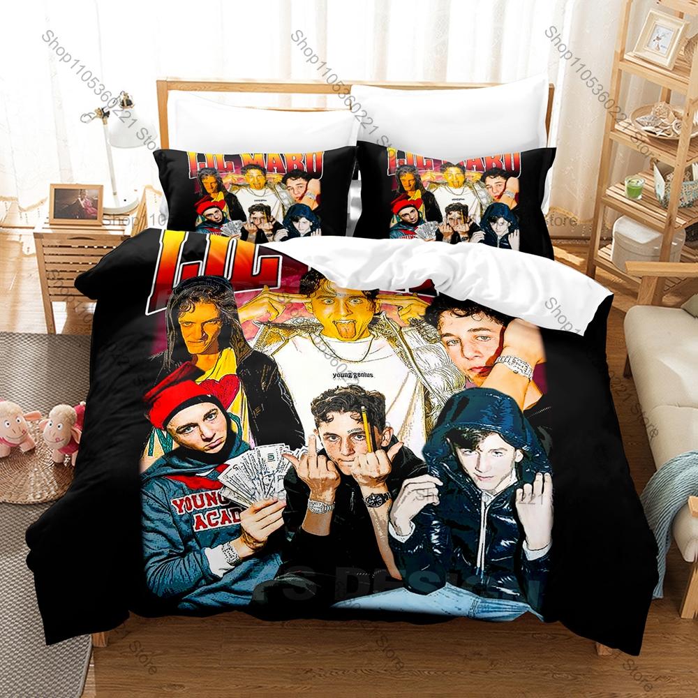 Viral Meme Rap Artist Lil Mabu Hit Song Graphic Hip Hop Bedding Set Duvet Cover With 2 Pillowcases Teen Urban Bedroom Decor