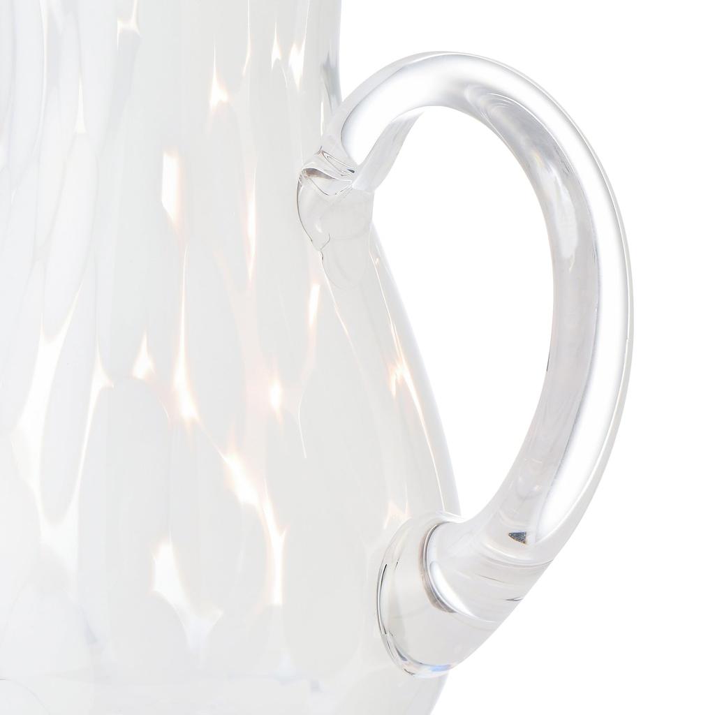 Francfranc Dot Pattern Glass Carafe, White, 1100ml, Suitable for Cold Water, Pitcher, and Water Carafe