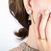 Vintage Faux Pearl Black Glass Stone Long Drop Earrings for Women, Colorfast Titanium Steel Ear Accessories