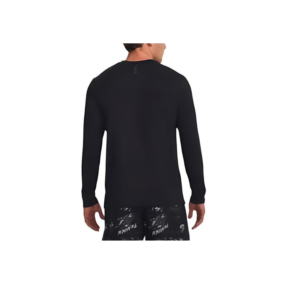 Under Armour Run Laa Letter Print Slim Fit Round Neck Running Long Sleeve T-Shirt Men Tops Black 1379303-001