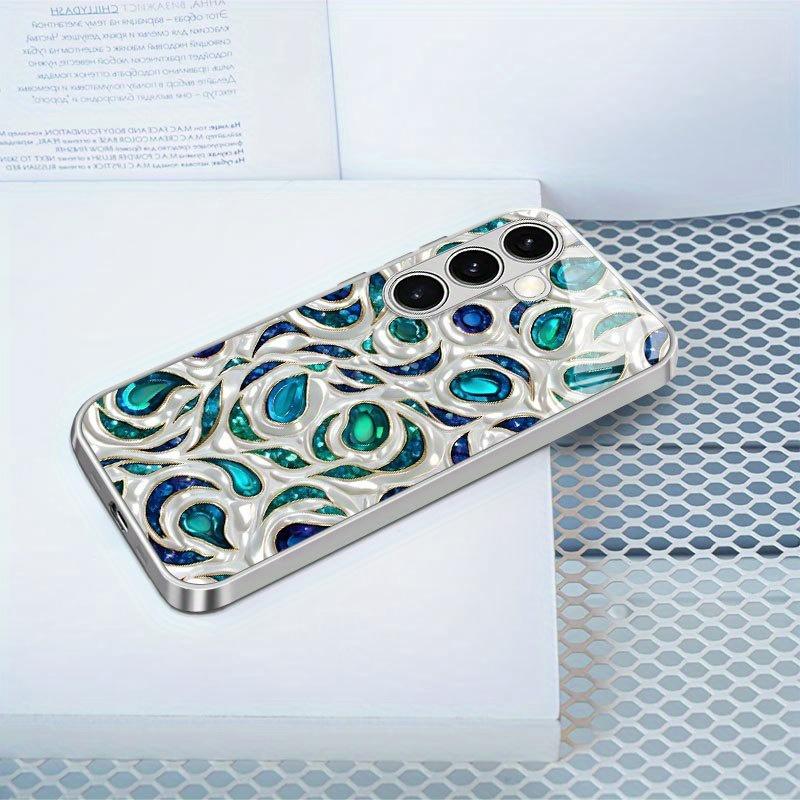 Green Synthetic Gemstone Pattern Tempered Glass Phone Case for Galaxy S26 S25 S24 S23 Ultra S22 Ultra S20 Ultra 56 A72 A73 5G