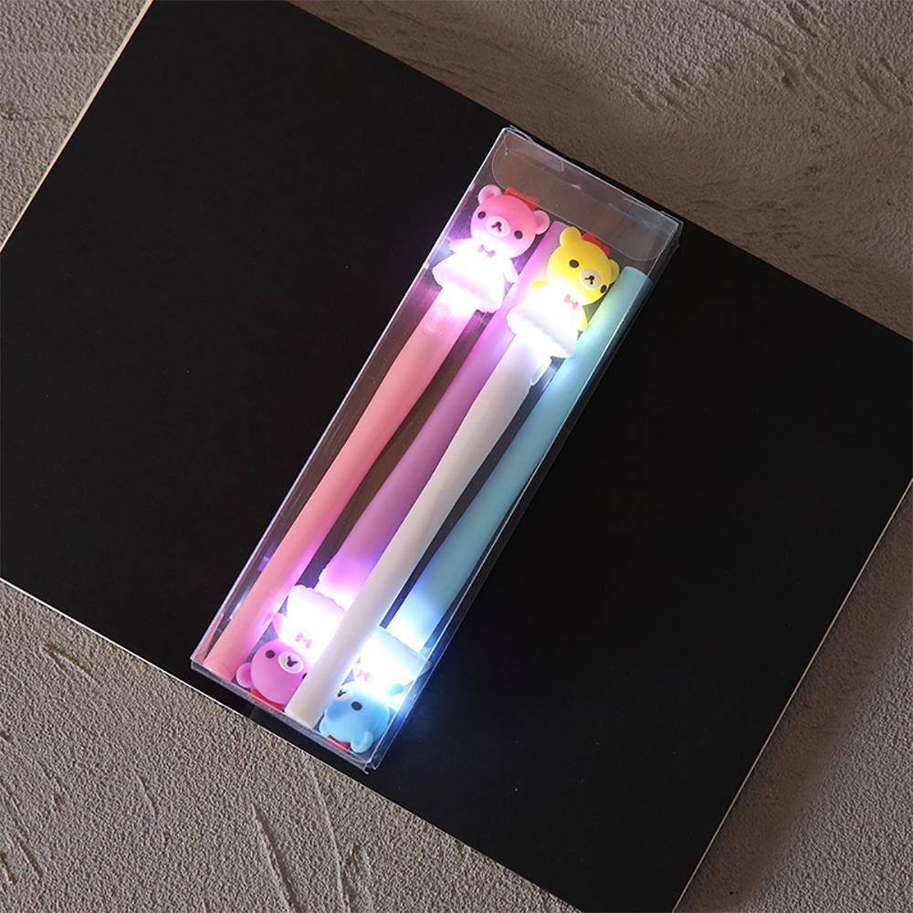 

4Pcs/box Gel Pen Cute Unicorn Pens with Lamp Light Kawaii Gel Ink Pen Gifts for Kids children School Stationery Office Supplies