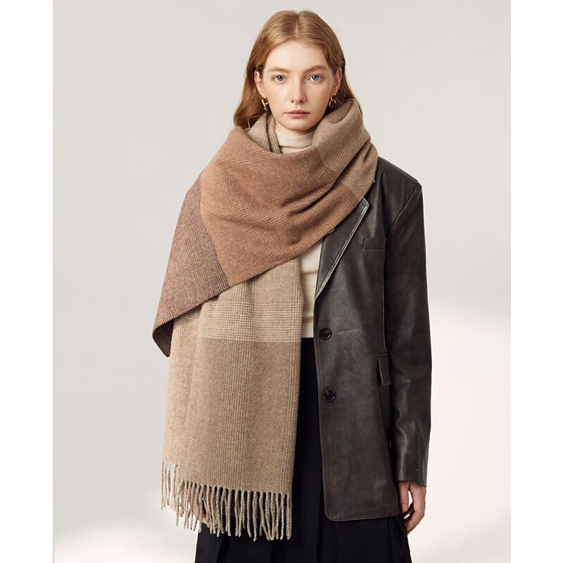 VICTORIA&VERA Autumn/Winter Striped Plaid Tassel Scarf
