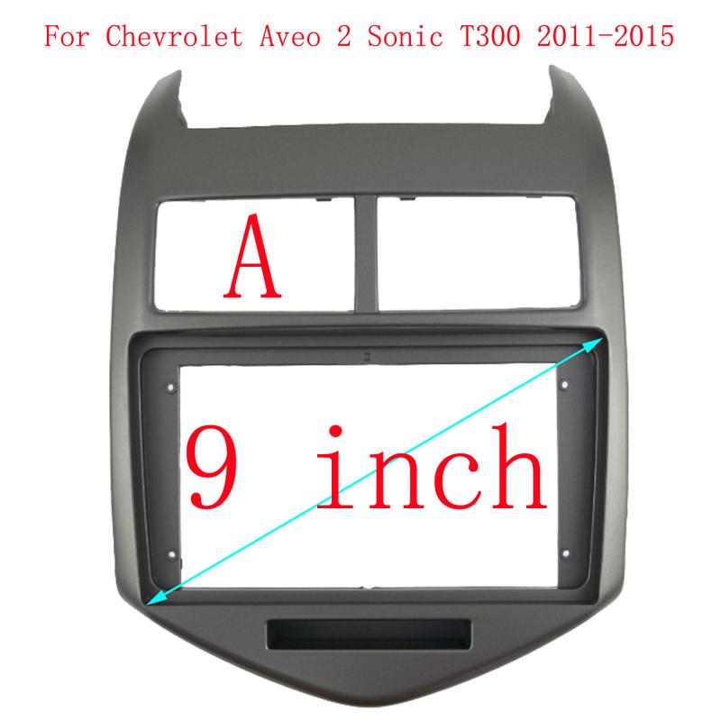 9 INCH Car Frame Fascia For Chevrolet Aveo 2 Sonic T300 2011-2015 Adapter Canbus Box Decoder Cable Radio Head Unit Panel Kit