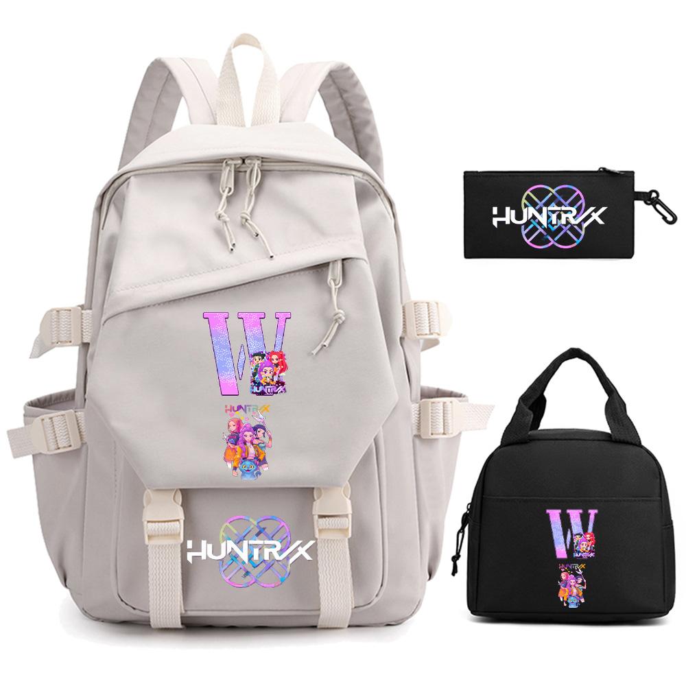 3-teiliges/Set Anime Cartoon Englischer Buchstabe A-Z Bedruckter Rucksack für Jungen Mädchen Schultasche Kinder Studentin Frauen Reisetasche Kindergeschenk