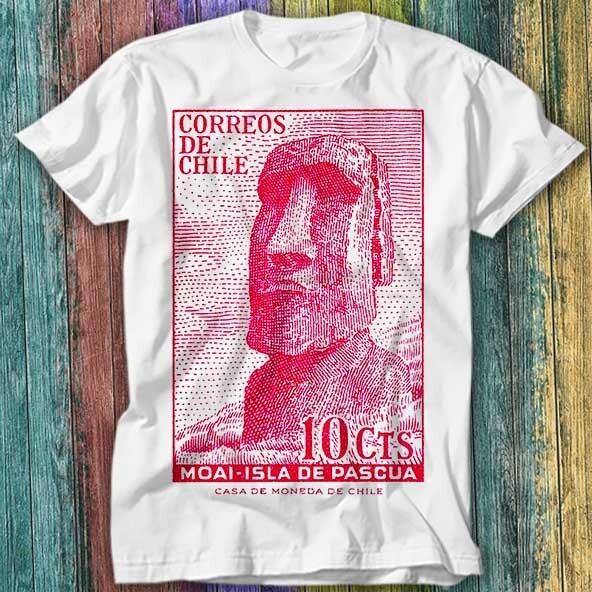 

1965 CHILE Easter Island Moai Postage Stamp T Shirt Top Tee 545 L