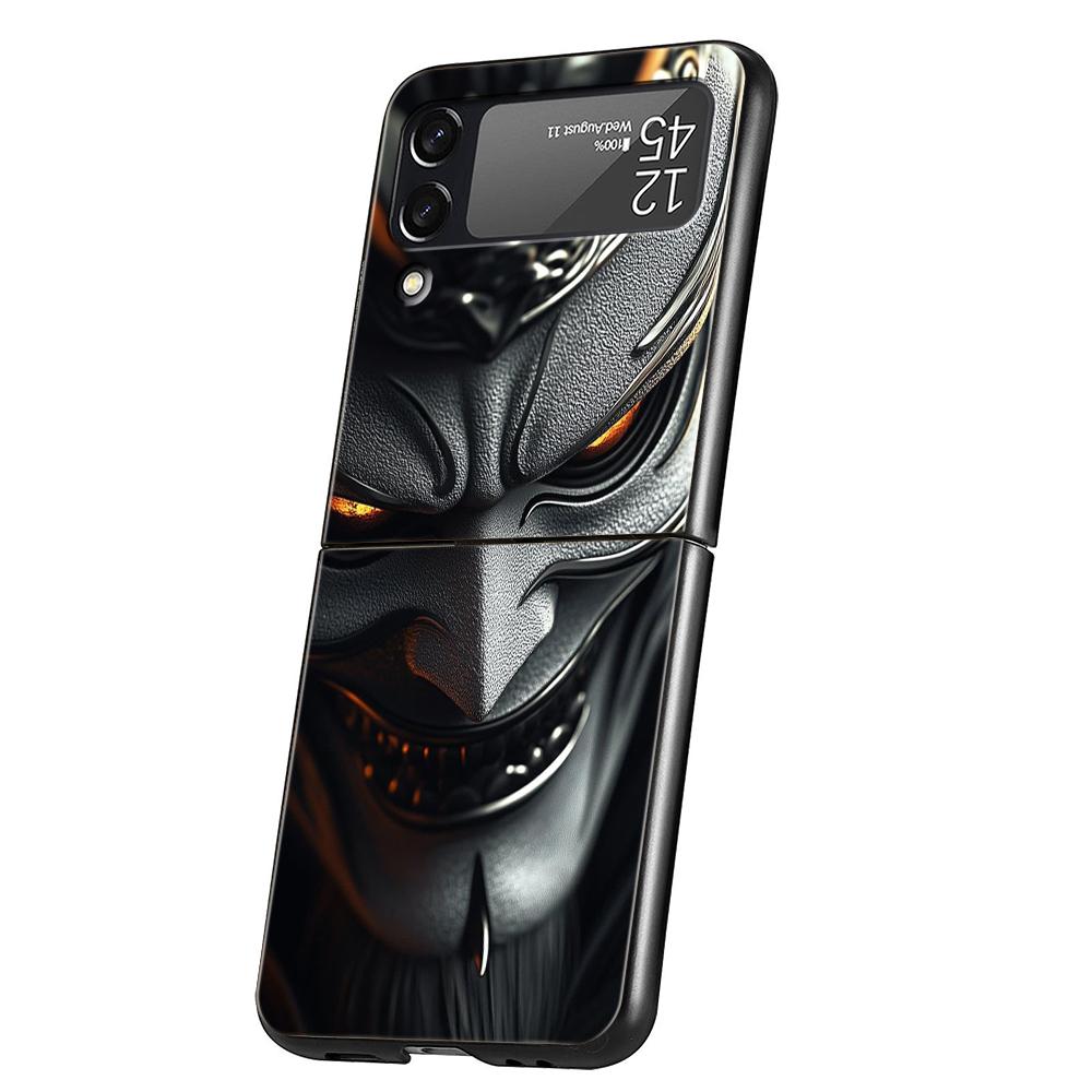 Hard PC Phone Case For Samsung Galaxy Z Flip 7 6 5 4 Black Cover For Galaxy Z Flip 3 Foldable Bag Capas Japan Ghost Face Samurai