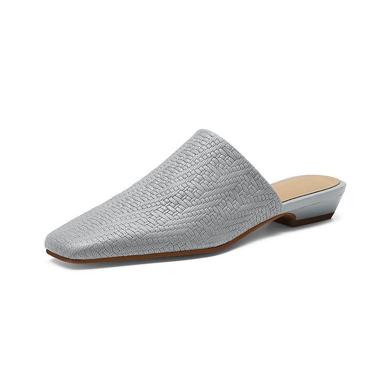 Fashion 2025 Summer Women Shoes Genuine Leather Square Toe Women Sandals Solid Modern Sandals for Women Chunky Heel Women's Mules Shoes