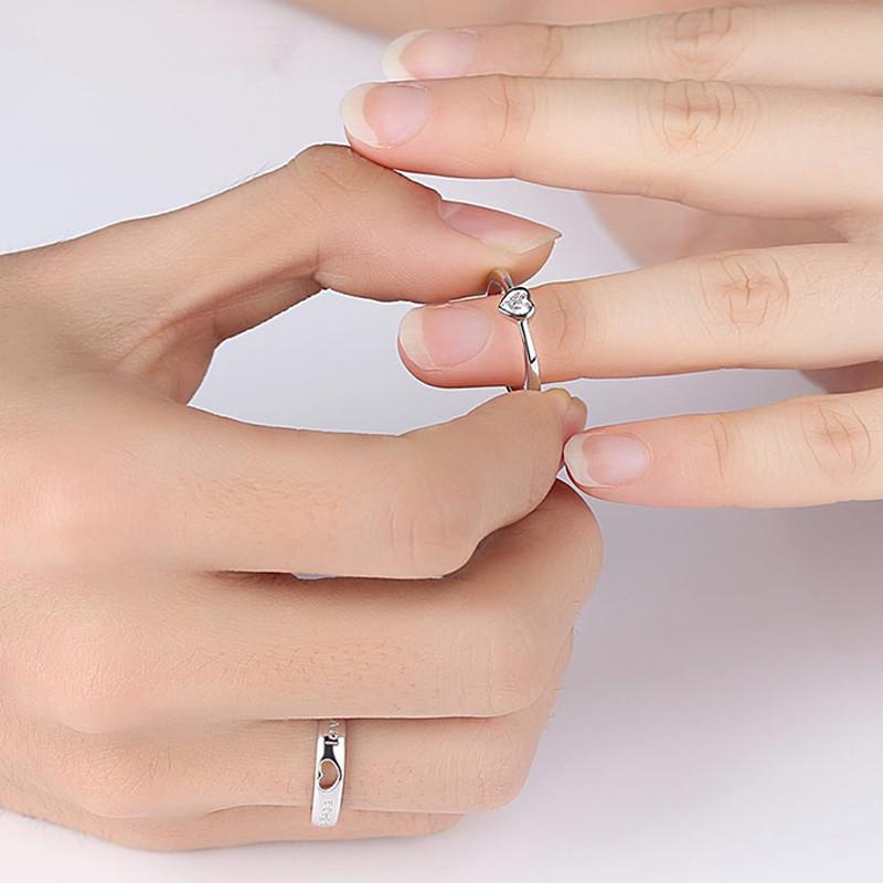 S925 Silver Couple Rings for Men & Women: Japanese & Korean Style Love Heart Matching Rings, Perfect for Proposals and Romantic Gifts.