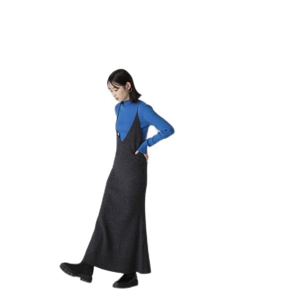 Beauty Casual Dress Knit Cami Dress Set for Blue X Charcoal [Natural Basics] Women,