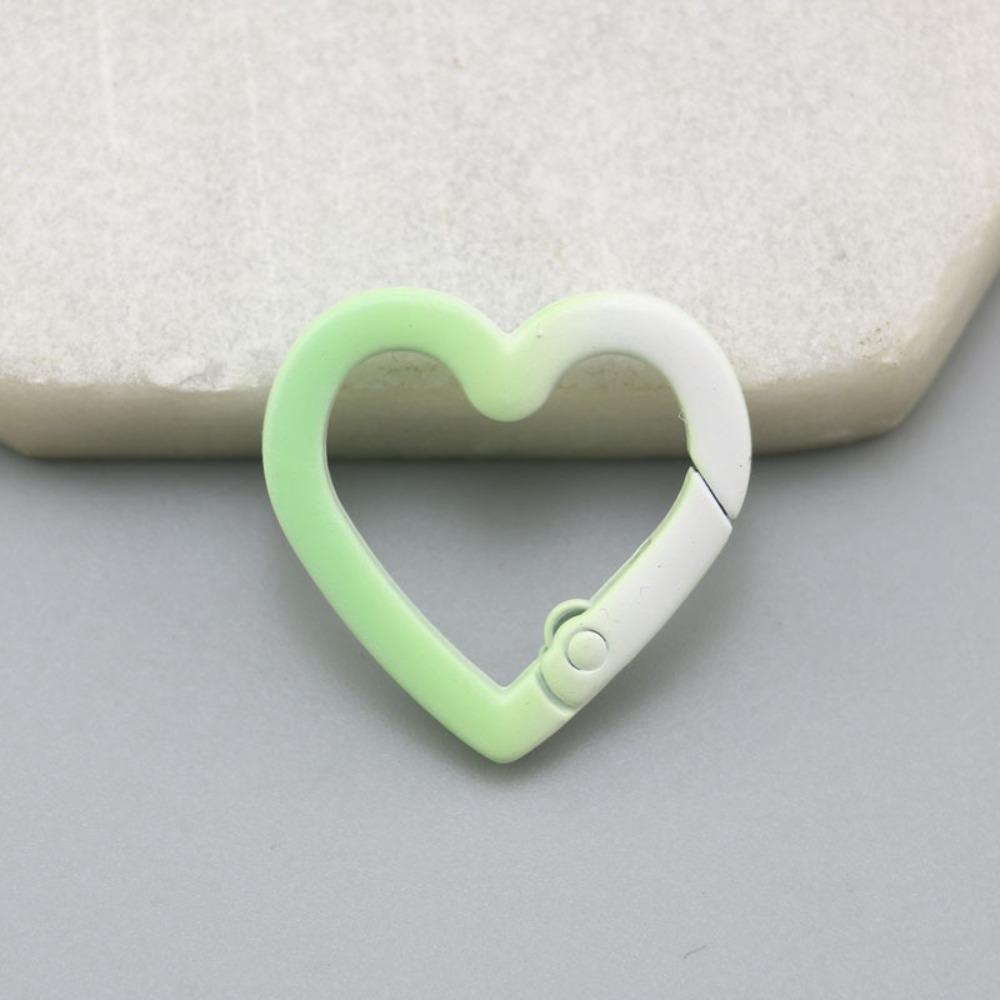 10st Färgade Hjärformade Karbinhake Ringar Gradientfärg Öppningsbar Fjäderlås DIY Smycken