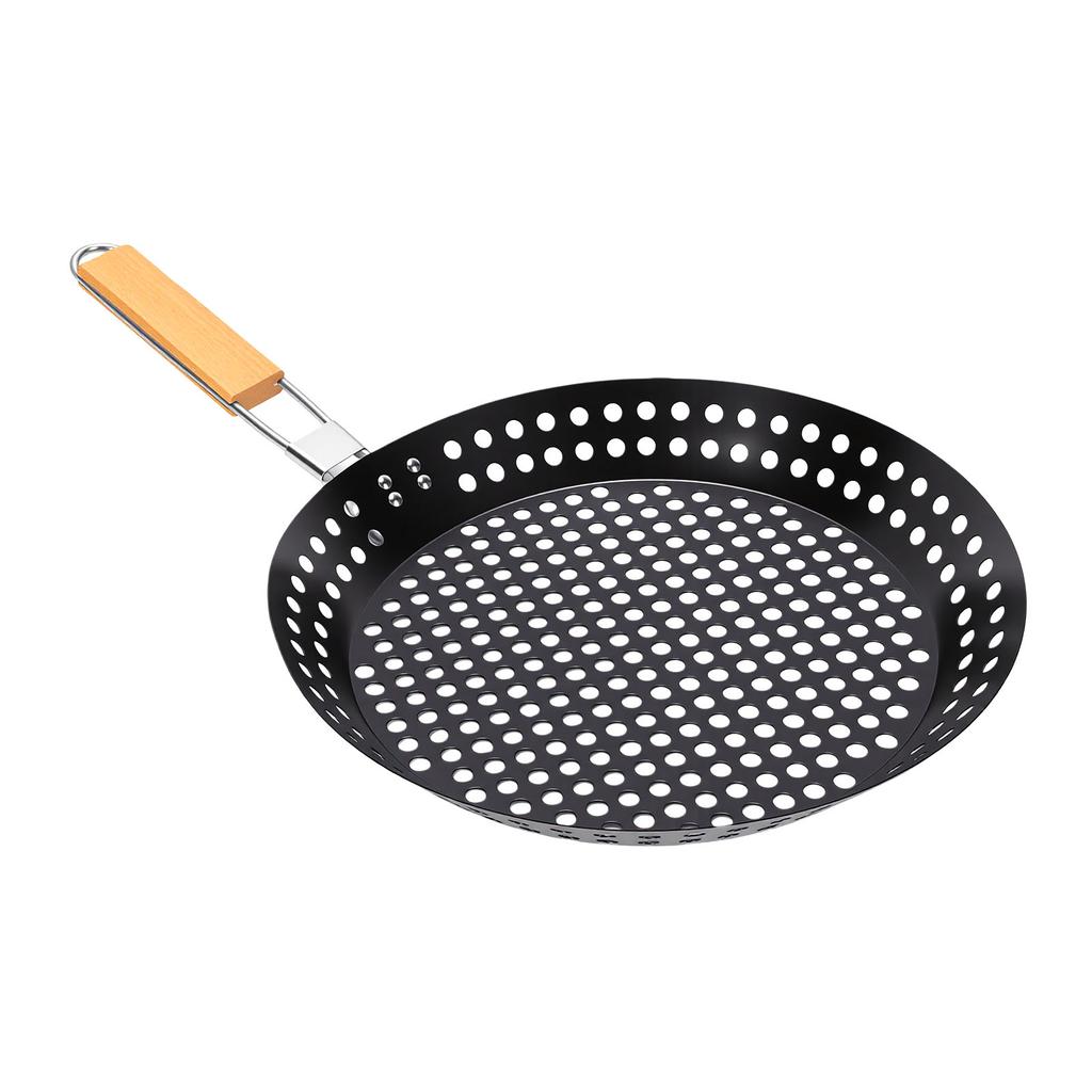 Grilling Skillet Stainless Steel Round Shape Foldable Vegetable Grill Basket for Camping Commercial