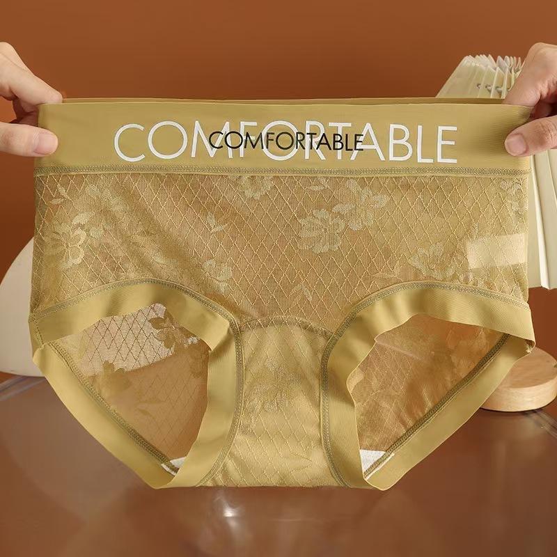 

Летние ультратонкие кружевные бесшовные трусики Чистое желание Сексуальные антибактериальные со средней посадкой Треугольные женские трусики XL