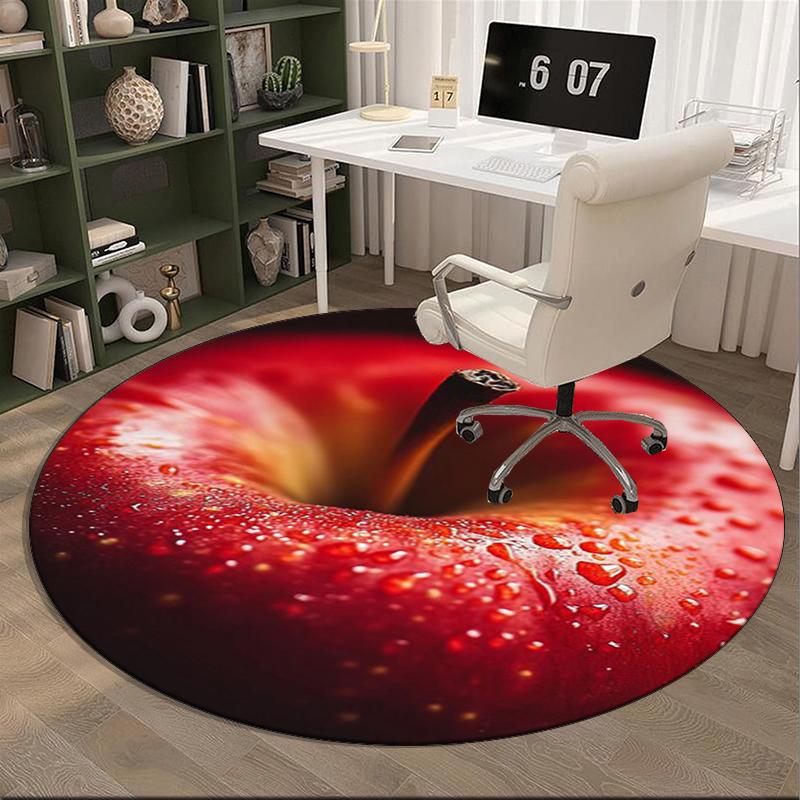 Wet Apple Close-up round carpet Chair cushion Round Entryway Rug, Soft Round Rugs for Living Room, Bedroom, Circle Carpet decor gifts