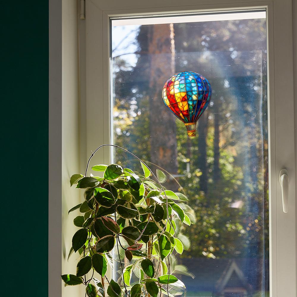 Cartoon-painted Hot Air Balloon Glass Window Home Beautification and Decoration Static Electricity Window Stickers