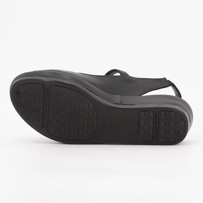 Sandales compensées cuir lisse noir Femme XAVIER DANAUD