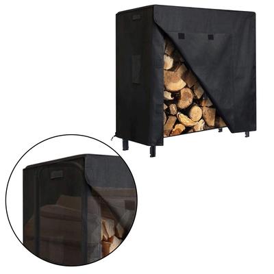 600D Oxford Firewood Rack Cover with Waterproof Heavy Duty Fabric Ventilation and Secure Fit Adjustable Straps for Outdoors