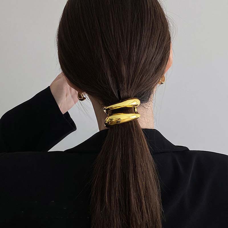 Neue Mode Metall Doppelschicht Haarband Haarnadel für Frauen Vintage Goldfarbe Pferdeschwanzhalter Haarnadel Haarschmuck