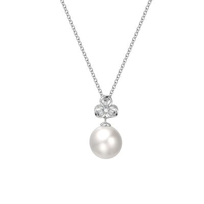 S999 Reinsilber Klee Perlenkette für Damen Sterlingsilber Schlüsselbeinkette