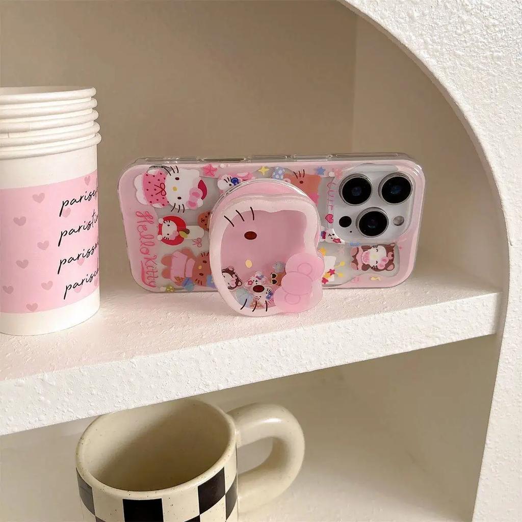 Magsafe Magnetic Charging Hello Kitty Shakeable Holder Cover For Iphone 17 Pro Max 17 Air 16 15 14 12 13 11 Pro Max 13 Mini Case