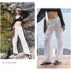 White linen tencel wide-leg women's pants, spring/summer high-end loose simple straight-leg pants, paper-thin cotton-linen casual women's trousers