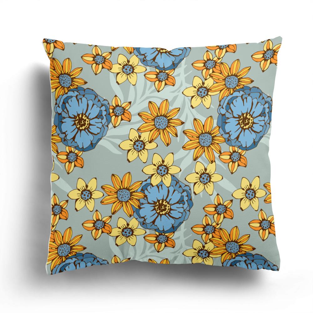 Small Fresh  Daisy Flower Short Plush Pillowcase Fashion  Cushion Cover Home Decor Sofa