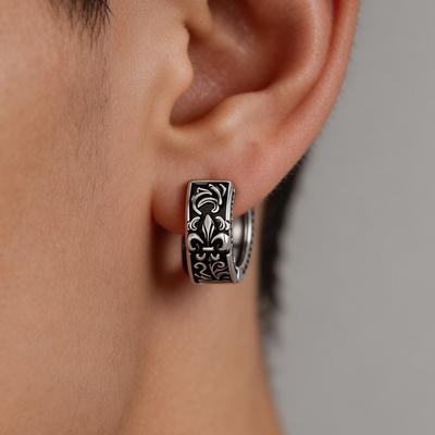 Edelstahl Retro Creolen für Männer Frauen Piercing Ohrringe Schmuck für empfindliche Ohren Mode Punk Hip Hop