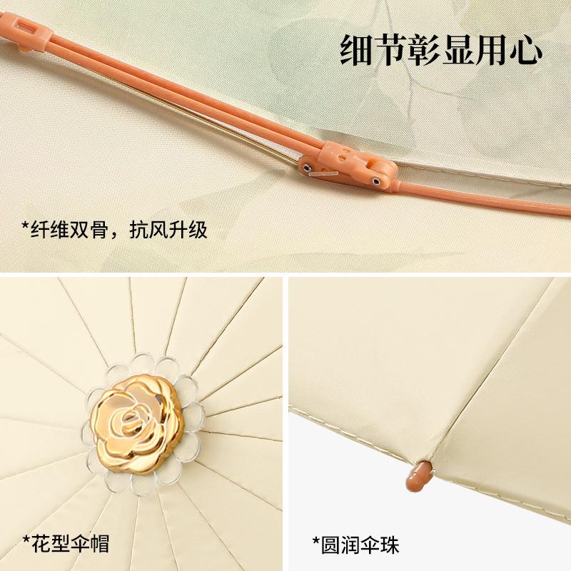 Parapluie 16 Baleines Grand Parapluie Pliant Parapluie Pare-soleil Parapluie Pare-soleil Anti-UV Colle Couleur Parapluie de Soleil