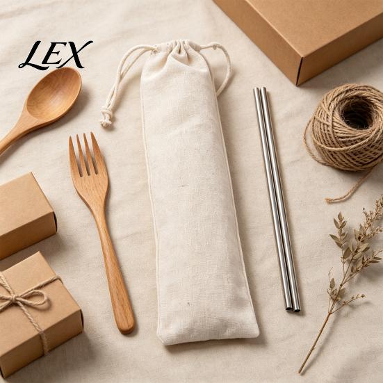 Reusable Fabric Utensil Case Drawstring Cutlery Bag, Portable Pouch, Washable Compact Flatware Organizer for Camping Storage Chopsticks Spoons