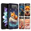 Hard PC Phone Case For Samsung Galaxy Z Flip 7 6 5 4 Black Cover For Galaxy Z Flip 3 Foldable Shockproof Capas Cute Animal Fox