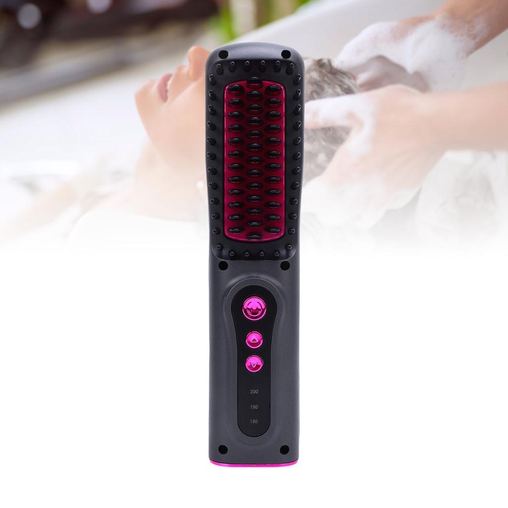 Cordless Hair Straightener Brush Hot Brush Hair Straightener Curler USB Rechargeable for All Hair Type