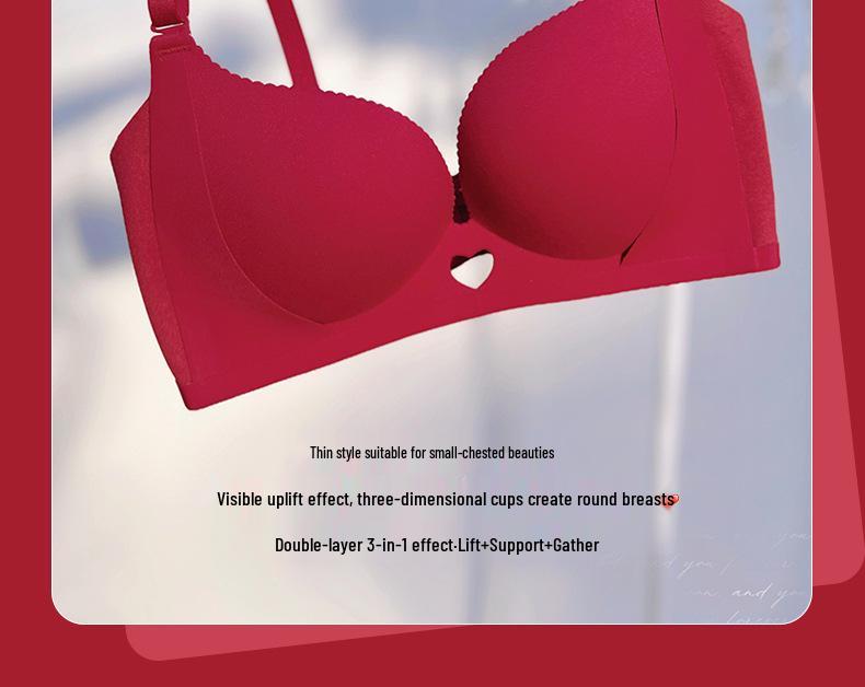 Oryginalna Czerwona Bielizna Ślubna Push-Up Zestaw Biustonosza z Bocznym Wsparciem