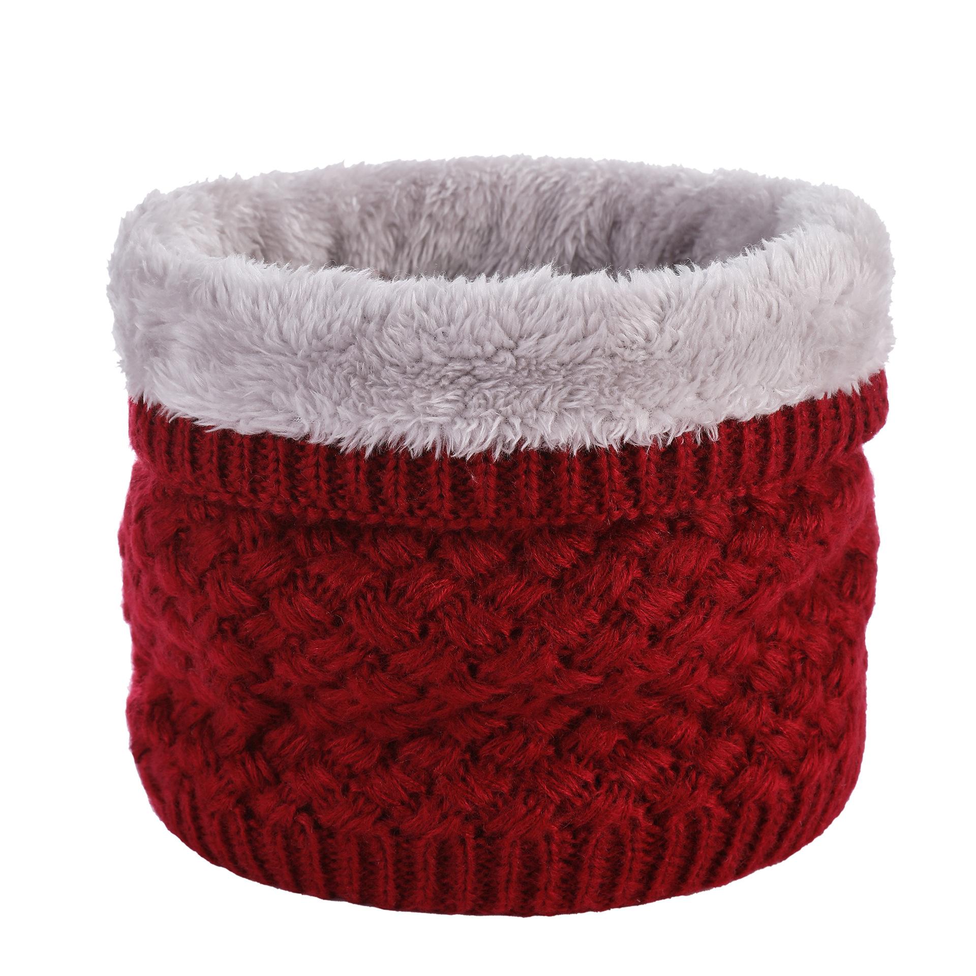 

Мужская и женская осенне-зимняя утепленная флисовая подкладка для шеи, однотонная вязаная шерстяная ветрозащитная велоутеплитель для шеи One size пурпурно красный