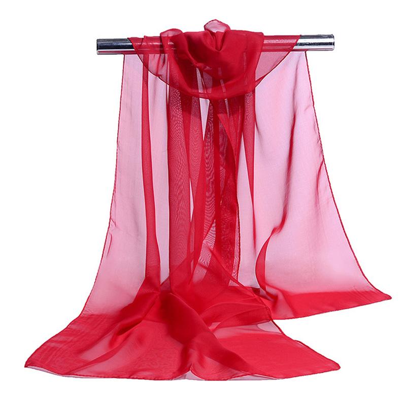 Koreanisches Damen Hochzeits-Abendparty-Kleid Schal Einfarbige Transparente Chiffon-Seiden-Schal Sommer Strandtuch Sonnenschutz-Schal R22