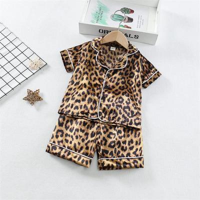 Ensembles de Pyjama pour Garçons Filles Enfants T-shirts Manches Courtes Imprimé Léopard Dessin Animé Hauts Pantalons Vêtement de Nuit pour Tout-Petits Bébés Pyjamas Vêtements de Nuit