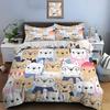 Cartoon French Bulldogs Collection Pattern Duvet Cover Set Digital Print Polyester Bedding With Zipper Closur For Kids Gifts