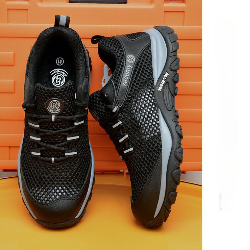spring breathable work shoes summer mesh lightweight safety shoes steel toe work sneakers anti puncture industrial shoes for men