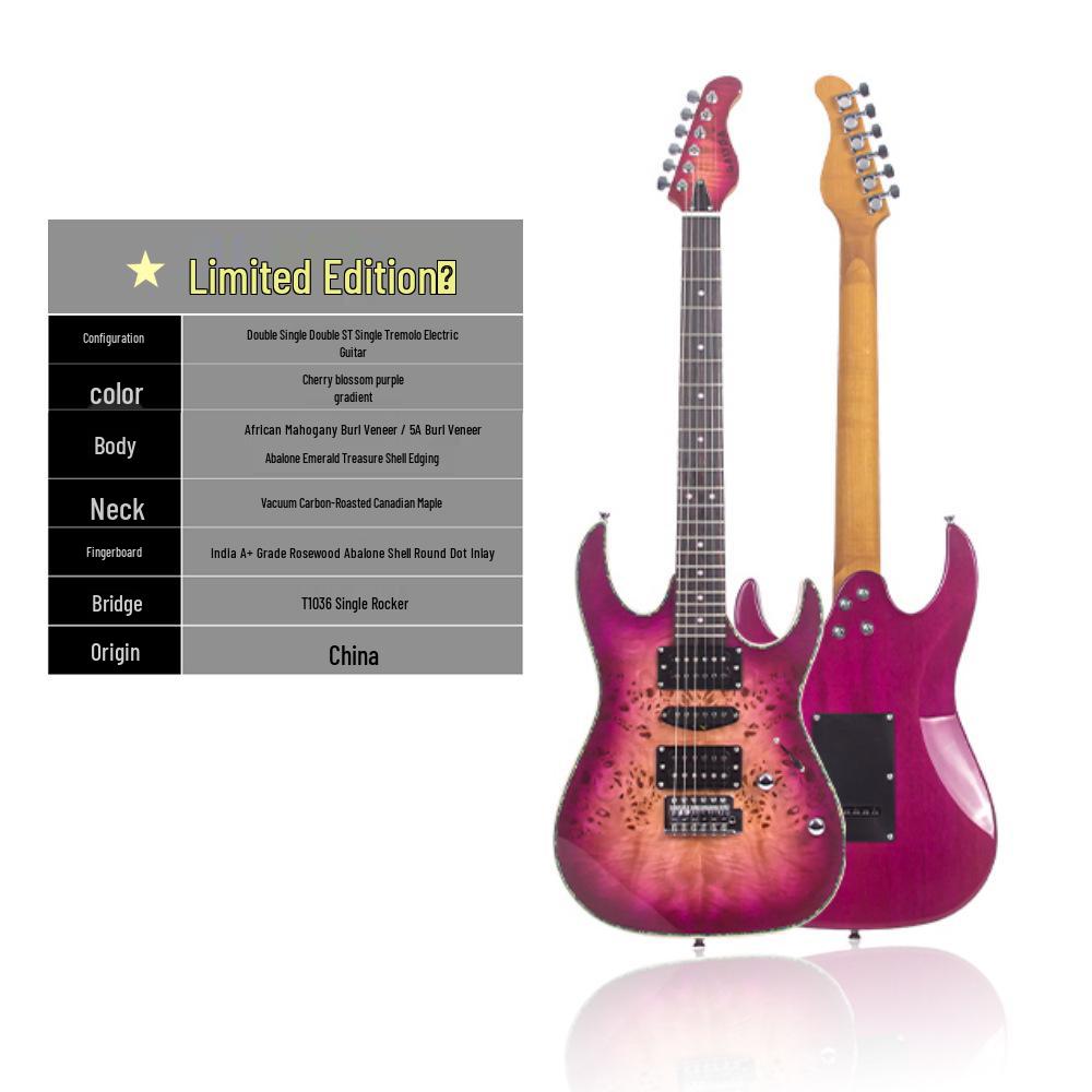 Entry-Level Rock Electric Guitar with Solid Wood & Carbonized Neck