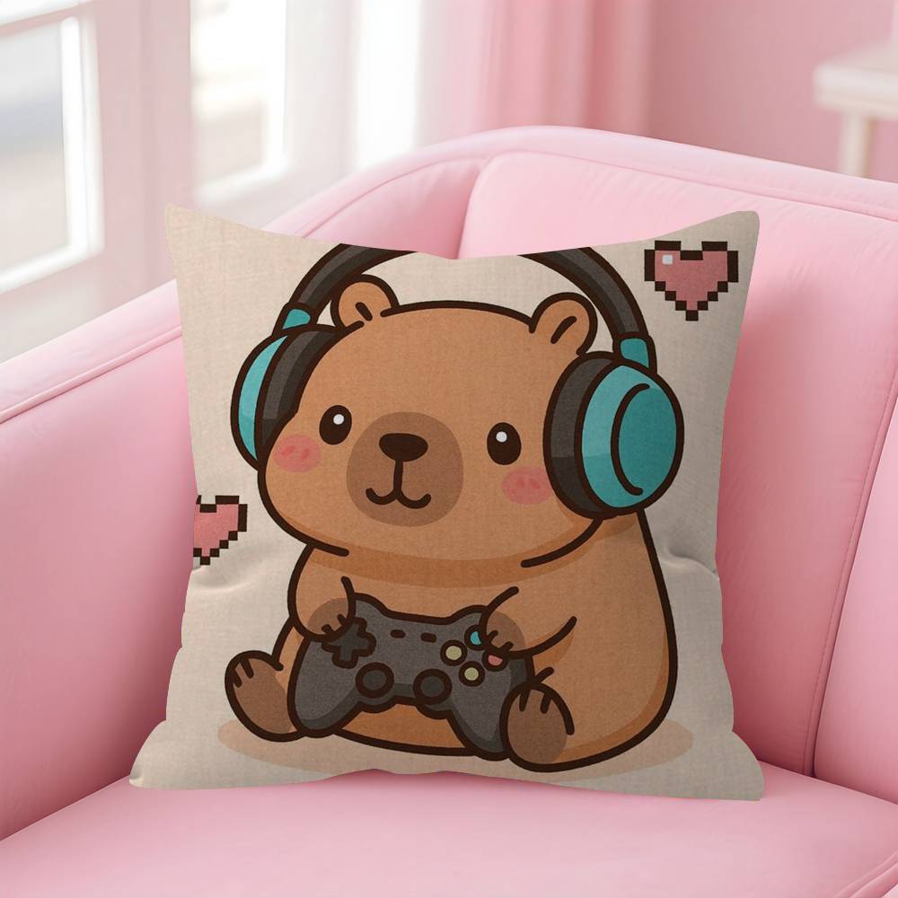 Anime CCapybara Cartoon Cute Pillow Cushion Cover Pillowcase Living Room Sofa Home Decor Customized