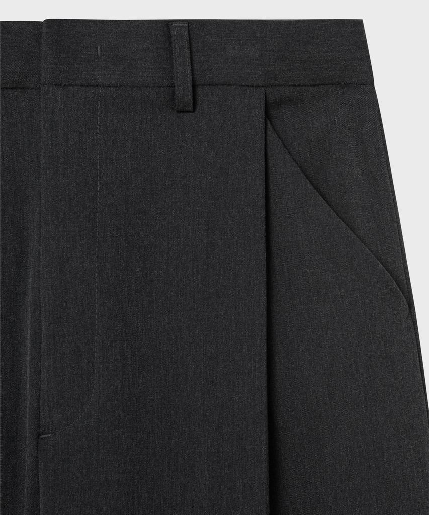 NONBLANK Single-Pleat Curved Wide Slacks_Charcoal Grey