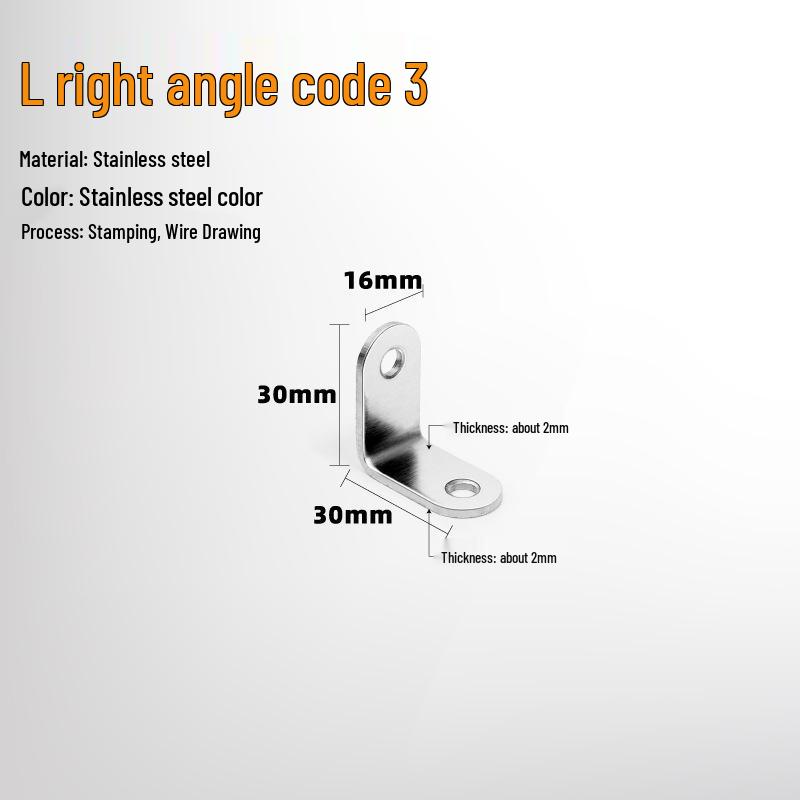 90° Thickened Stainless Steel L-Shaped Support Bracket