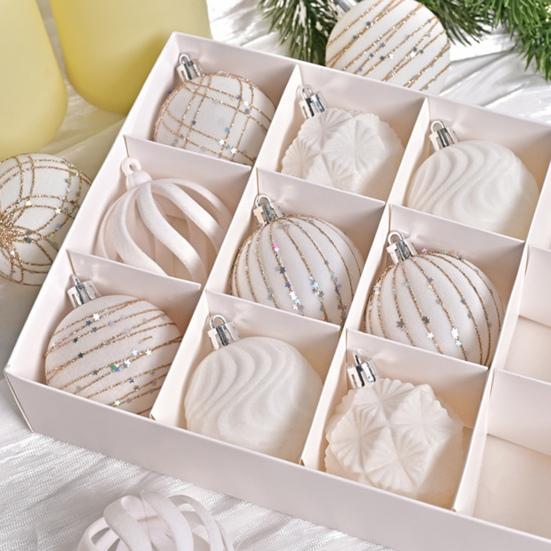 12Pcs Velvet Christmas Balls Decorative Plastic Ornaments Holiday Tree Decoration for Christmas Weddings Parties