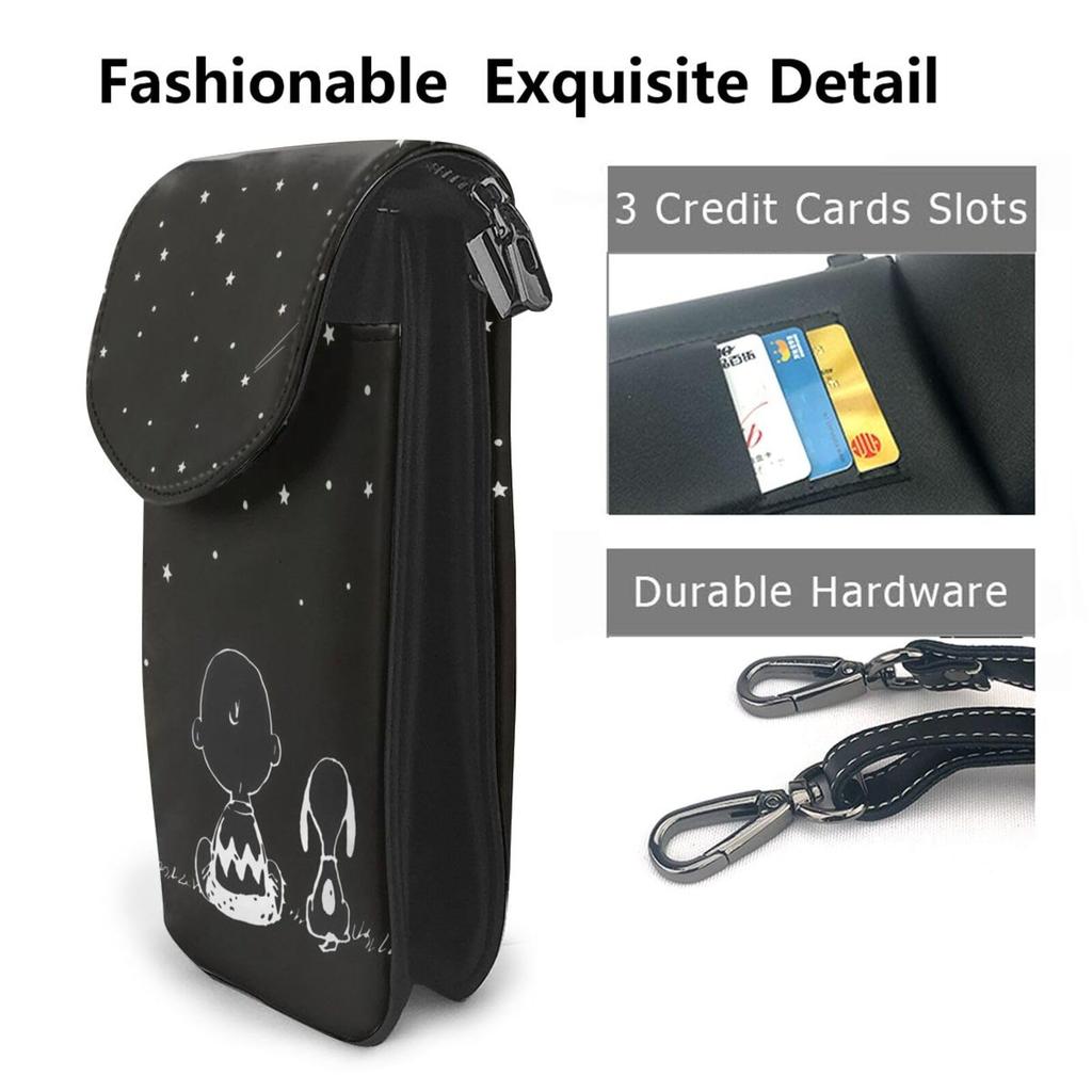 Snoopy smartphone genuine for women and This and popular mini pouch can be used as a crossbody bag or high x wide x 4cm [MINIER] pouch, leather, men.