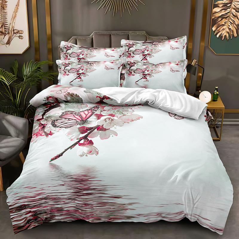 Colorful Butterfly Bedding Set Sparkling 3D Duvet Cover DE/AU/EU Full Size Luxury Women's Quilt Cover